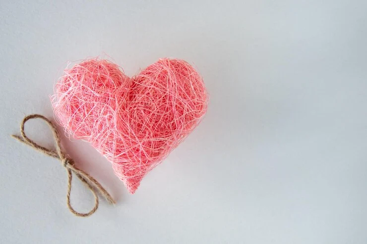 Hjerteformet rosa garn